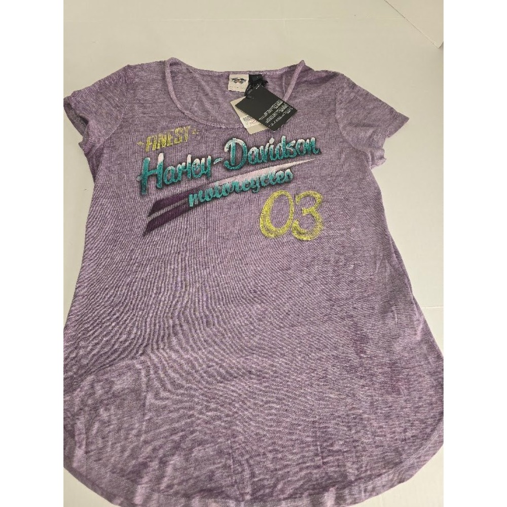 Harley Davidson Motorcycles Purple Graphic T Shirt Size L NWT MotorClothes Women